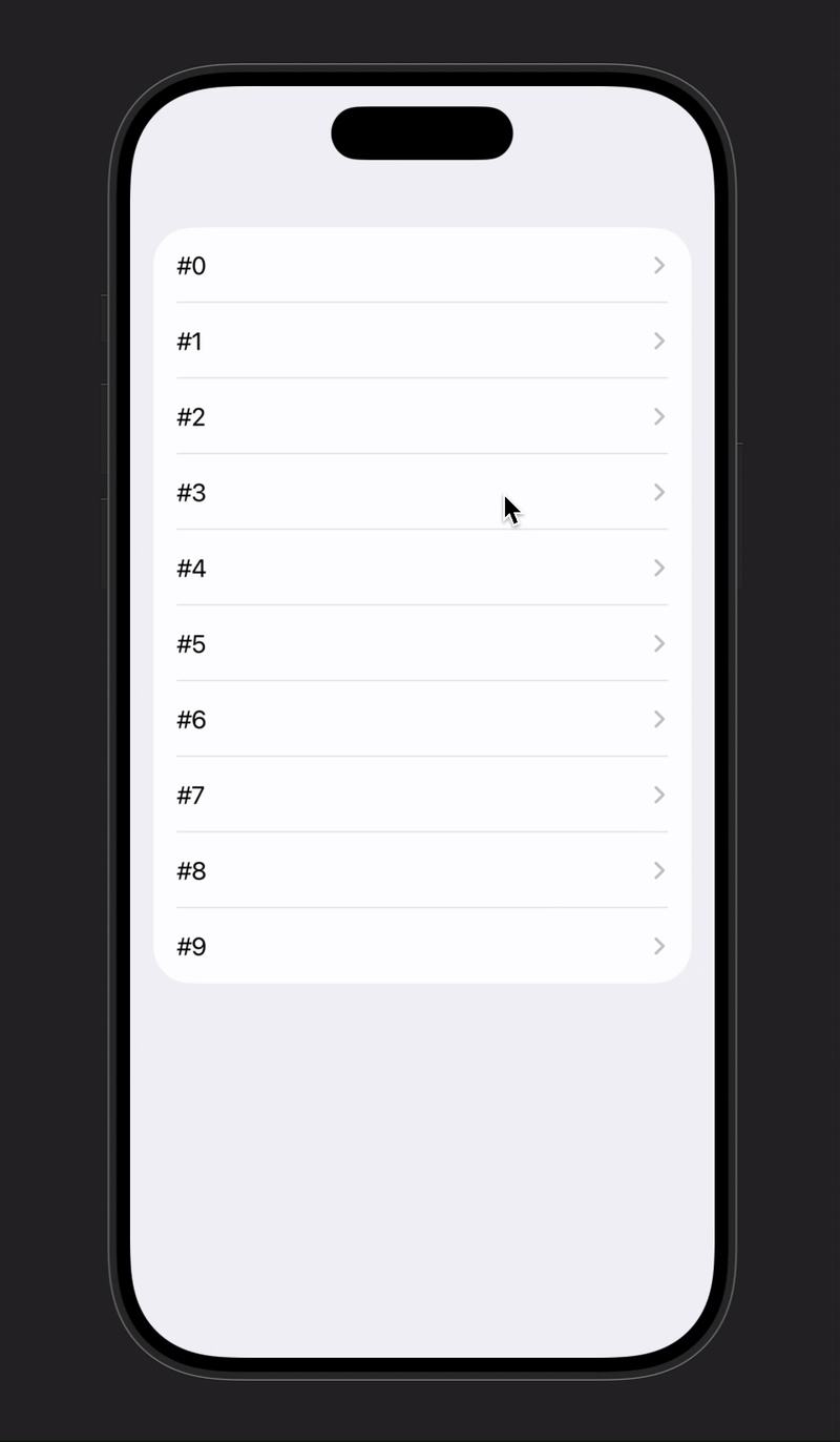 Regular navigation transition